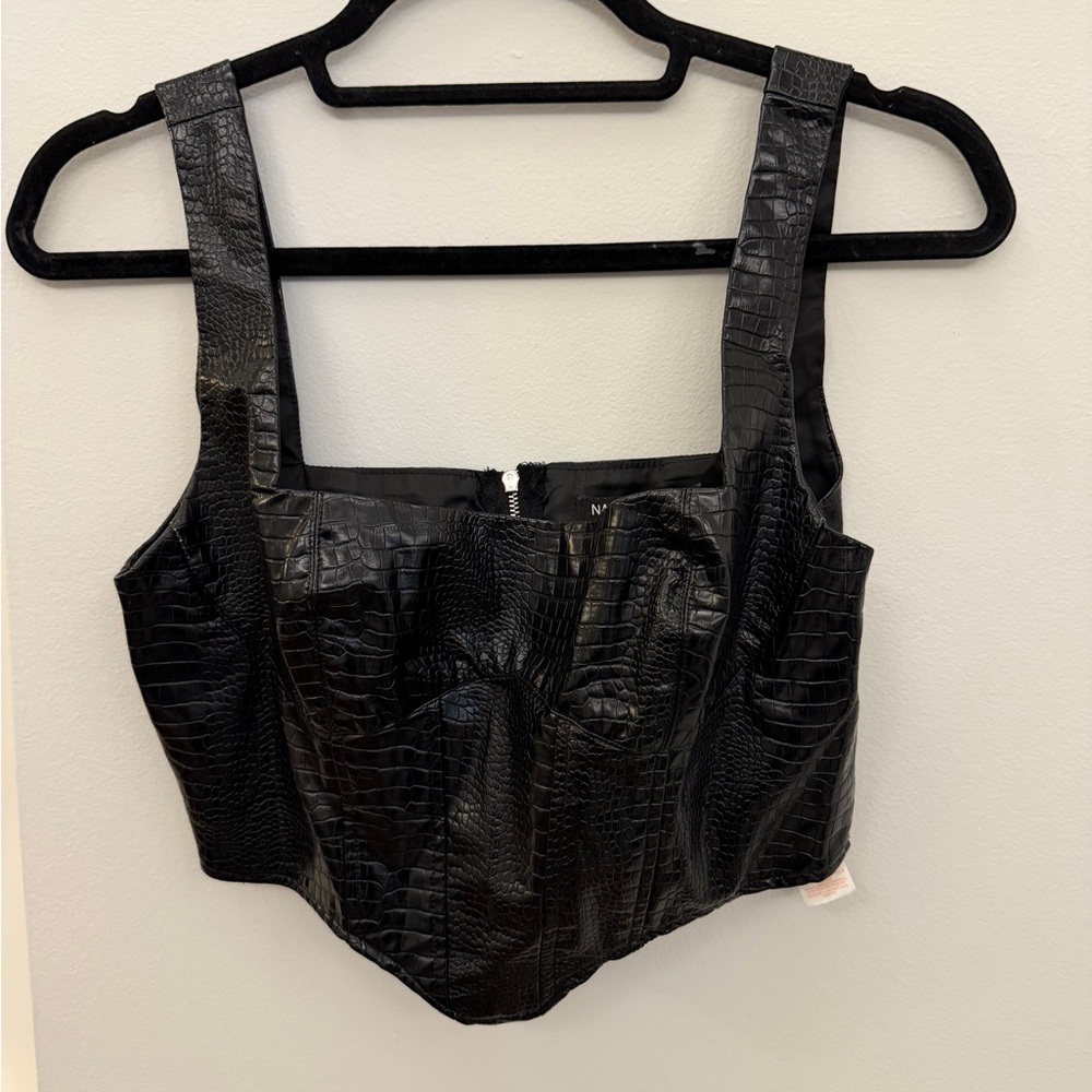 Nasty Gal Black Croc-Textured Top